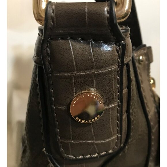 Hilary Radley Purse Brown Leather Crossbody Croc Embossed & Leopard Lining 10 x - Picture 5 of 15